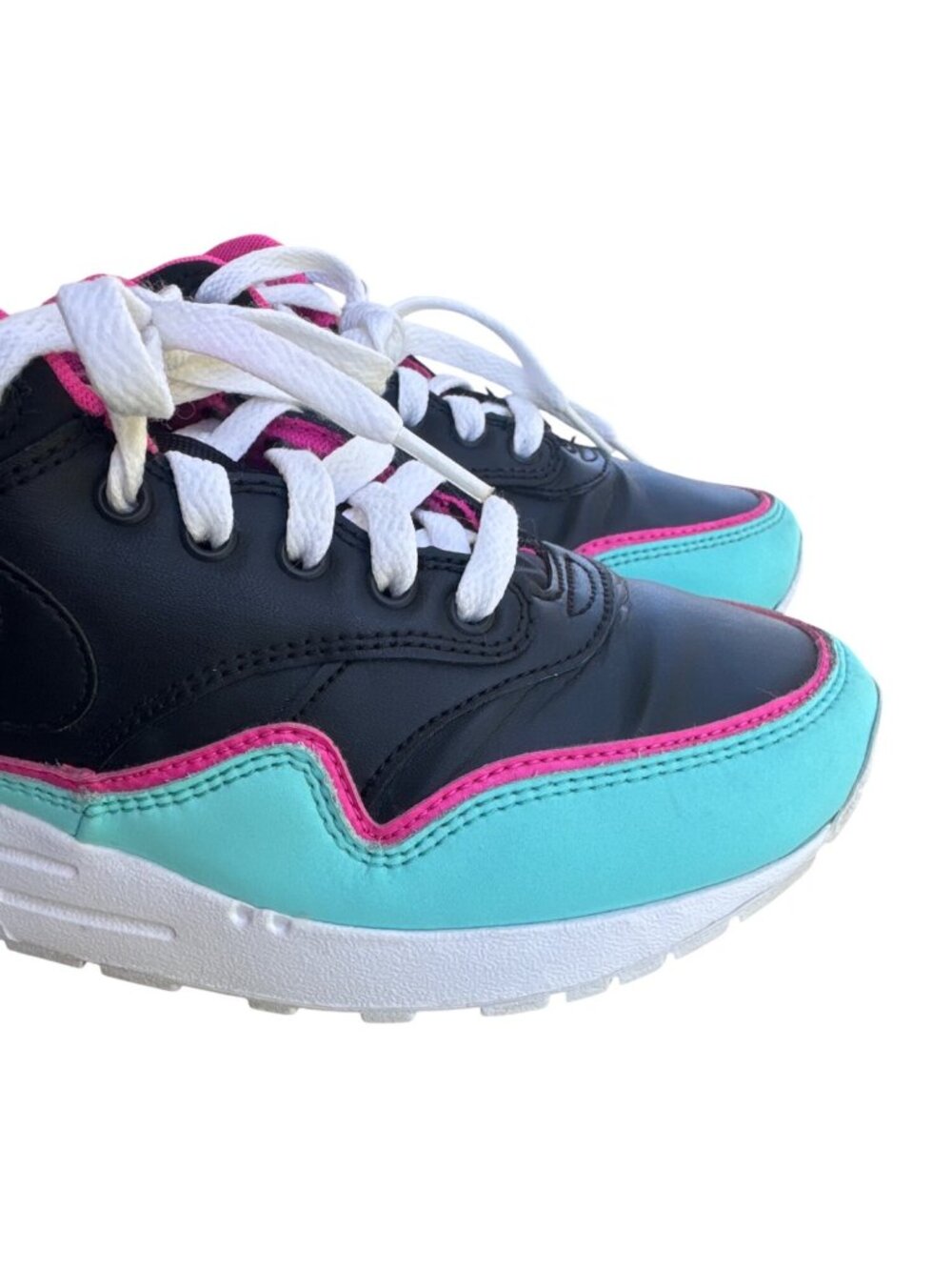Nike Air Max 1 BV0052-001 Black Pink Aqua Athletic Sneakers Youth 7Y - Picture 7 of 14